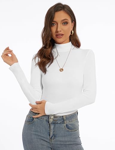 Mock Turtle Neck Long Sleeve Pullover High Neck Undershirt Slim Fit Basic Casual Tee Tops3