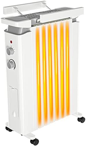 ARLIME Oil Filled Radiator Heater, 1500W Radiator Heating Machine with Thermostat, Overheat & Tip-Over Protection, Retractable Rack, Quiet Space Heater for indoor use, White ARLIME Oil Filled Radiator Heater, 1500W Radiator Heating Machine with Thermostat, Overheat & Tip-Over Protection, Retractable Rack, Quiet Space Heater for indoor use, White