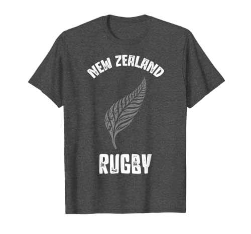 New Zealand Rugby Shirt Maori Inspired Kiwi & Silver Fern T-Shirt, Men, Dark Heather Grey, Small