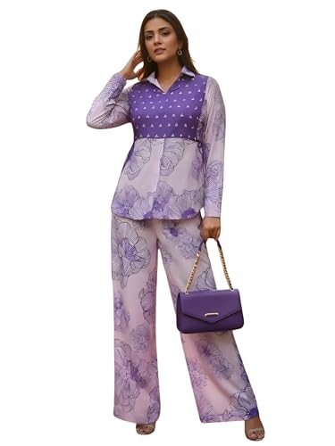 Image of Leriya Fashion Co Ord Set for Women Stylish | 3 Piece Kurti Set for Women | Dress for Woman | Printed Co-Ord Set with Collar Neck | Kurta Sets for Woman | Summer Full Sleeve Top Pant Outfits