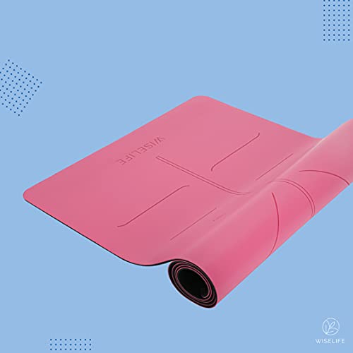 Image of WiseLife PU Rubber Professional Yoga Mat + Carry Strap - Pink (6mm Extra Thick Extra Long Extra Wide Exercise floor mat for Gym, Workout, Fitness, Yoga and Pilates) PURE PU Leather & Natural Rubber