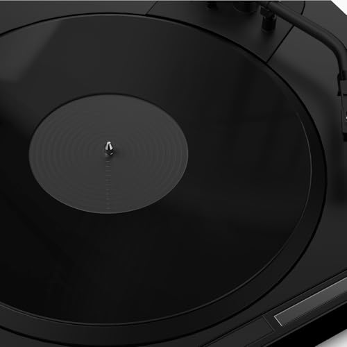 Alfombrilla giratoria para tocadiscos, alfombrilla antideslizante de vinilo para tocadiscos, antiestático, bajo más apretado y definido, negro