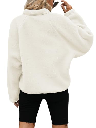 Yanekop Womens Fleece Jacket Fuzzy Long Sleeve Short Winter Coats Button Down Sherpa Jacket Outerwear with Pockets4