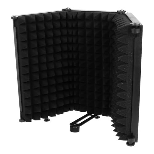 Bouclier isolation microphone pliable noir avec filtre anti-pop en mousse pour enregistrement