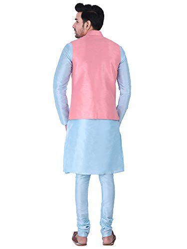 Image of Sadree Silk Men's Kurta Pajama Waistcoat or Nehru Jacket Set
