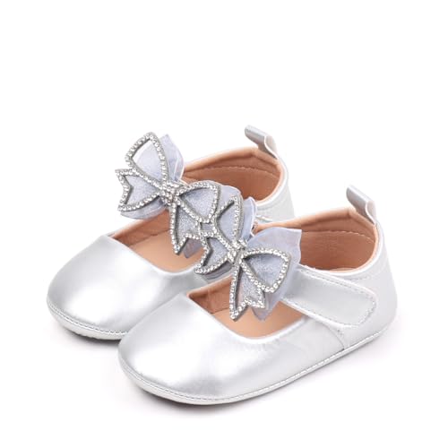 Baby Girls Mary Jane Flats Matte Leather Non Slip Soft Sole Bowknot Princess Wedding Dress Shoes Toddler First Walkers Infant Newborn Baptism Crib Shoes3