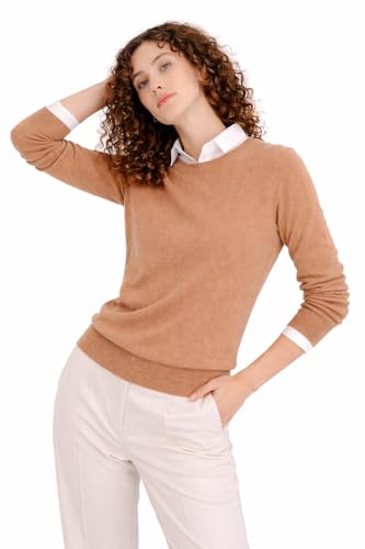 Image of State Cashmere Women's Essential Crewneck Sweater 100% Pure Cashmere Classic Long Sleeve Pullover