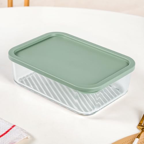 Image of Nestasia Large Replacement Lid for Groovo Glass Container (15.7cm x 22cm) - Durable & BPA-Free PE Lids for Fridge Storage Containers (Green)