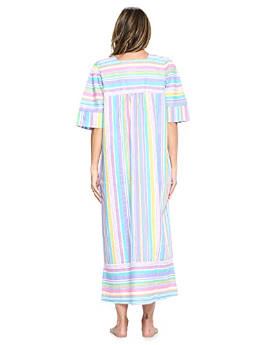 Casual Nights Women's Zip Front Woven House Dress | 3/4 Sleeves Housecoat Long Duster Lounger3