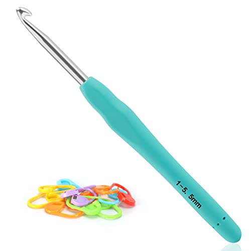 Image of Vodiye Professional Extra Long 5.5mm Crochet Hooks Set, Ergonomic Handle, for Beginners and Experienced Lovers