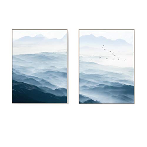 Pinturas en lienzo de paisaje marino chino y aves de montaña 40x60cm para salon