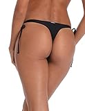 relleciga slip bikini con perizoma laterale da donna, nero, s