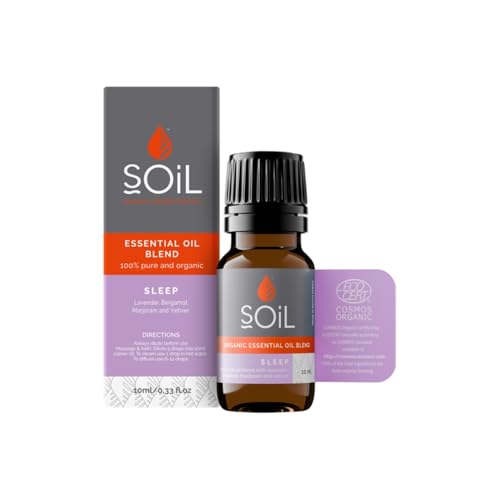 Soil Organic Essential Oil Blend 10ml, Contains Lavender, Bergamot, Marjoram & Vetiver, Warm Floral Woody Aroma for Diffusers & Aromatherapy, Ideal for a Calm Bedtime Atmosphere & Massage