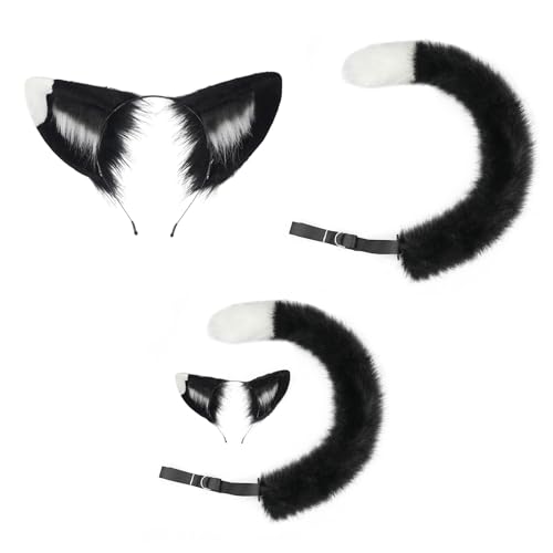 Serre-tête queue de renard et oreilles de chats avec serre-tête ajustable confort