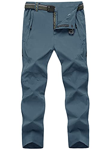 Bgowatu Men's Hiking Pants Quick Dry Lightweight Water Resistant Outdoor Sports Pants With Zipper Cargo Pockets Stone Blue M #TOP1