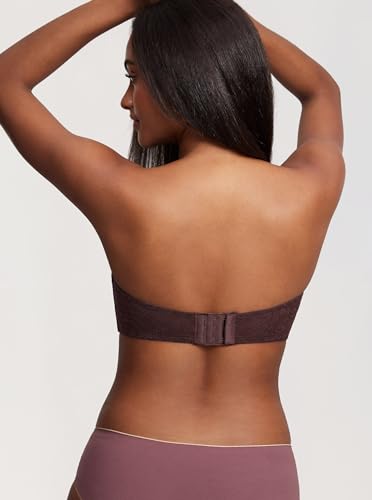 Image of DOBREVA Women's Strapless Lace Bras Unlined See-Through | Underwire, Floral Lace, Sexy, Sheer, Soft, Bow, Multiway, Comfort