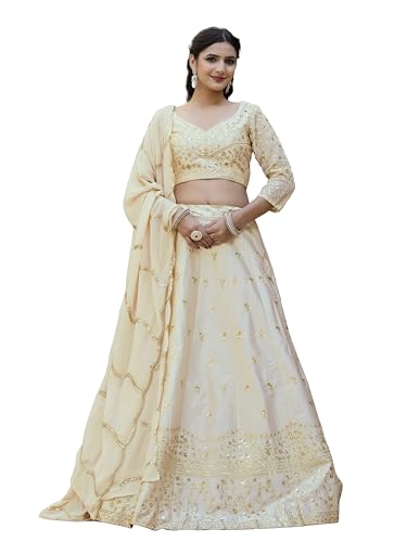 Image of TRENDMALLS Women's Satin Sequin Embroidery Bridal Lehenga Choli with Net Dupatta |Bridal Wedding Lehenga Choli for women