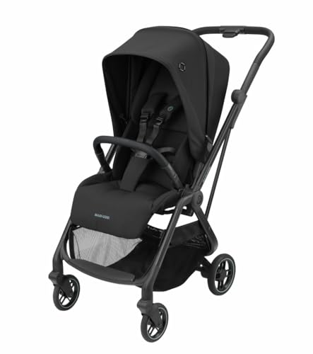 Maxi-Cosi Leona Cochecito ultracompacto, Asiento reversible, Respaldo regulable, desde el nacimiento hasta los 4 años, Essential Black
