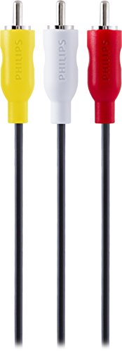 PHILIPS Cabo composto de áudio/vídeo, pacote com 2, cabo de 1,8 m, conectar TV a componentes A/V, conexão RCA, preto, SWA3513B/37