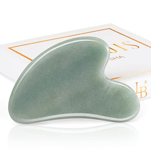 Gua Sha Guasha Facial Tools - Guasha Tool for Face Gua Sha Jade Stone Larbois Gua Sha Scraping Massage Tool for Face and Body SPA Acupuncture Therapy Relieve Muscle Tension Reduce Puffiness (Green)