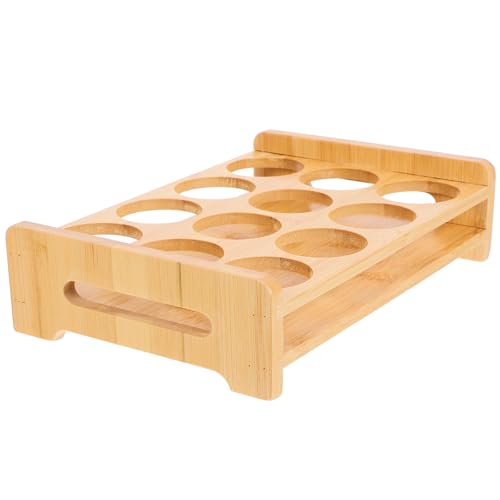 BESPORTBLE Bandeja para Vasos de Bambú 12 Espacios de 5 CM, Soporte para Licor y Bebidas, Estante Mediano para Bar y Uso Doméstico