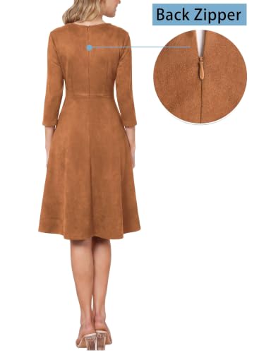 Image of VFSHOW Womens Work Business Office Front Zipper Slim Church A-Line Dress