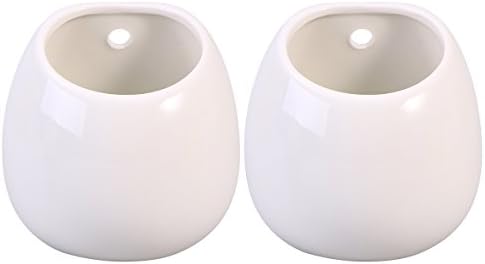WINOMO 2pcs Ceramic Wall Plant Holder Ceramic Hanging Plant Holder Decorative Flower Display Vase Succulent Pots for Indoor Plants (White)