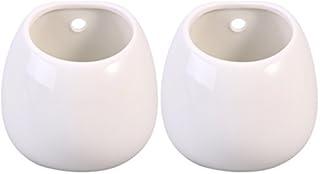 WINOMO 2pcs Ceramic Wall Plant Holder Ceramic Hanging Plant Holder Decorative Flower Display Vase Succulent Pots for Indoor Plants (White)