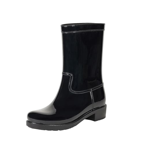 The Drop Women's Stella Midshaft Rainboot Black, 8