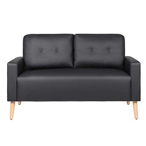 image for VICTONE Leather Loveseat Modern Fabric Couch for Living Room PU Mid Ce