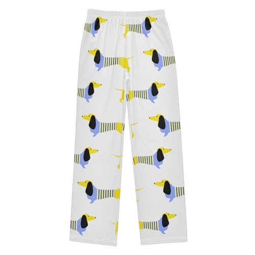Boys' Pants Scandinavian Dog Blue Yellow Cartoon Long Bottoms Jogger Pants Elastic Waist Trousers with Pockets S-XL