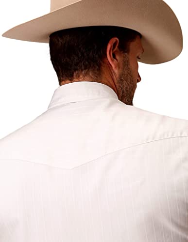 MENS SHORT SLEEVE SNAP WHITE DIAMOND STRIPE TONE ON TONE WESTERN SHIRT2