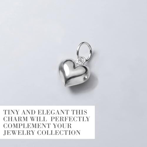 BELMAKS Sterling Silver Small Cute Puffed Heart Charm Necklace Pendant Bracelet Jewelry Polished Tiny Heart Gifts for Women (1 PCS)3