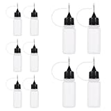 jojofuny Lot de 10 Flacons Applicateurs de Précision en PE 10 Ml Noirs Flacons Souples Em...