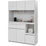 食器棚 カップボード キッチンボード 引き戸 棚 台所 電子レンジ台 キャビネット 収納 おしゃれ 大容量 シャビーナチュラル (ホワイト,幅119.5cm)