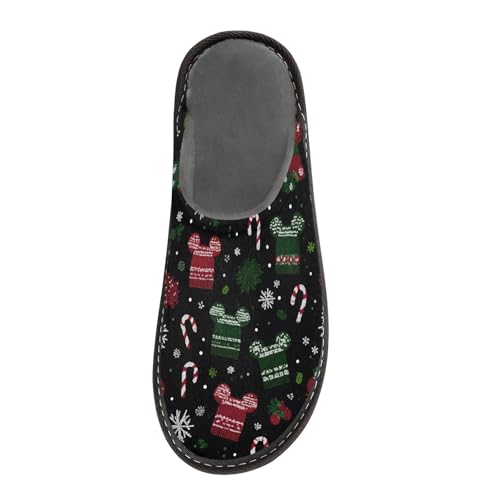Slippers for Women Mickey Mouse Snowflake Hat Pattern Soft Winter Warm Shoes Indoor Outdoor Non-Slip House Travel Slippers3