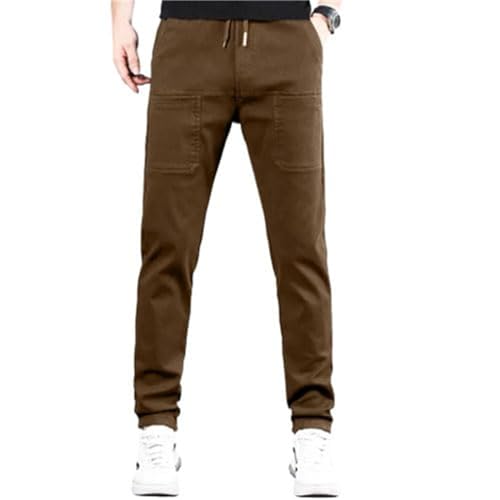 Manzera Stretch Cargo Pants, Men Comfy Multi Pants, Multipants-High Stretch Multi-Pocket Cargo Pants-Brown||M
