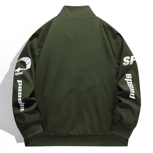 Men's Colorblock Letter Print Zip Up Jacket, Regular Fit Casual Pocket Funnel Neck Windproof Outerwear2