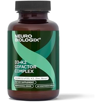 Neurobiologix Vitamin D3 + K2 Cofactor Complex, High Potency 10,000 IU Vitamin D3 K2 MK-7 Zinc & Boron, Bone Strength, Cardiovascular Sup, 60 Capsules