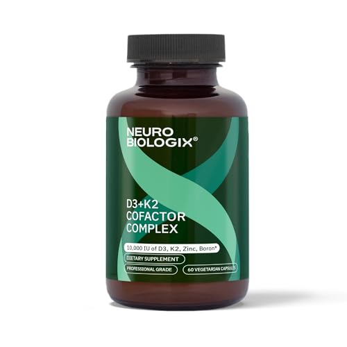 Neurobiologix Vitamin D3 + K2 Cofactor Complex, High Potency 10,000 IU Vitamin D3 K2 MK-7 Zinc & Boron, Bone Strength, Cardiovascular Sup, 60 Capsules Neurobiologix Vitamin D3 + K2 Cofactor Complex, High Potency 10,000 IU Vitamin D3 K2 MK-7 Zinc & Boron, Bone Strength, Cardiovascular Sup, 60 Capsules