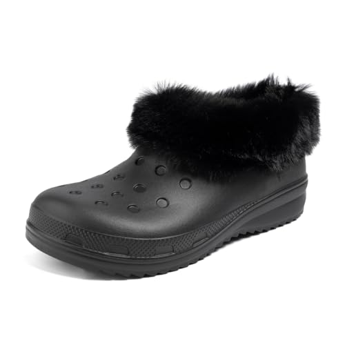 Casazoe Unisex-Adult Lined Clogs Women Men Waterproof Winter Warm Fuzzy Slippers Fleece Lining House Slippers Lightweight Outdoor Indoor Home Shoes