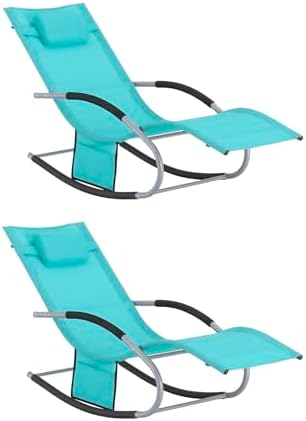 SoBuy 2er-Set Gartenliegen mit Kopfkissen 150x87x63cm Belastbar bis 150kg | 2er-Set Sonnenliegen mit Seitentasche, Stabilem Metallgestell, Outdoor Liegestuhl Atmungsaktivem Bezug,