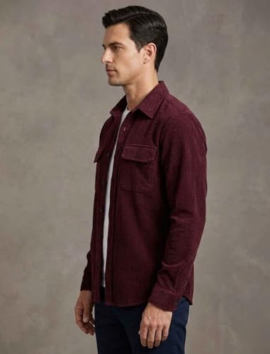 Image of MiraMichi Men's Full Sleeve Corduroy Striped Casual Jacket, Ideal for Stylish Everyday Outfits