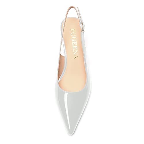 FOGEENA Womens Solid Patent Pointed Toe Dating Ankle Strap Casual Buckle Kitten Leather Low Heel Pumps Shoes 2 Inch3