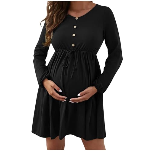 Mis Pedidos Ropa Premama Embarazada Vestido de Lactancia de Mujer para Amamantar Manga Larga Top con Cordón Vestido Mujer Corta Otoño Invierno Vestido de Fiesta Casual Vestidos de Mujer