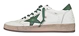 Golden Goose Scarpe da Uomo Vintage Ball Star Pelle 10502 Bianco-Verde TG.45