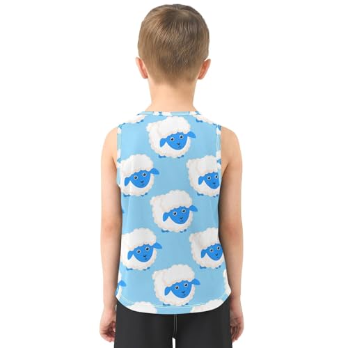 J JOYSAY Cartoon Sheep Blue Boys Tank Top Sleeveless Muscle Shirts Quick Dry Kids T-Shirts 3-15T3