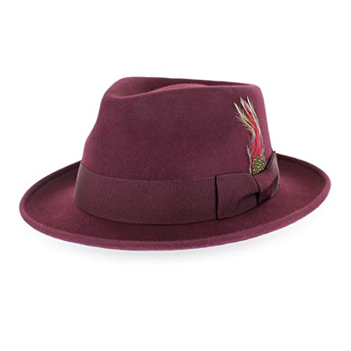 Image of Belfry Gangster Men's Fedora - Crushable 100% Wool Felt Hat, Stain Resistant & Travel Friendly Dress Fedora