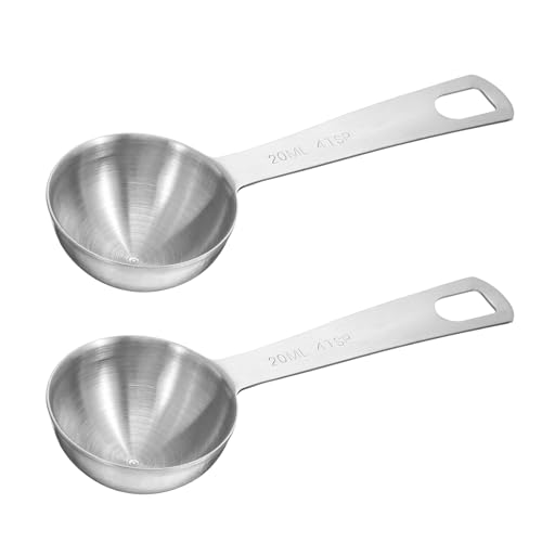 2 Pcs 4/3 Tbsp (4 tsp | 20 ml | 20 cc) Measuring Spoons Tablespoon Measuring Spoon Stainless Steel Measurings Spoon for Kitchen Cooking Spoons(Silver)