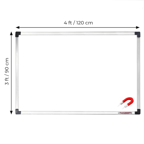 Image of ALKOSIGN Platinum Series Magnetic White Board (3 x 4 Feet) Resin Coated Surface, Magnet Friendly White Board, Dry Erase, Writing Board, Smart Board, for Teaching, Home, Kids Study Room, Cafes etc.